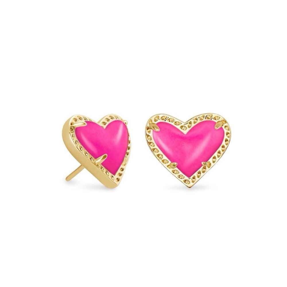 Kendra Scott Pink Ari Heart Stud Earrings